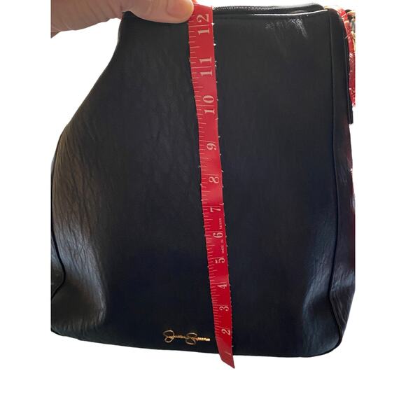 Jessica Simpson Handbag Shlder Tote Purse Blk Textured PVC Gold Chain studs - Picture 11 of 11
